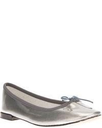 silberne Leder Ballerinas von Repetto