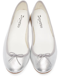 silberne Leder Ballerinas von Repetto