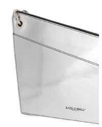 silberne Leder Clutch Handtasche von A-Cold-Wall*