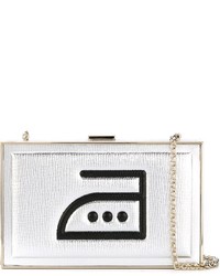 silberne Leder Clutch von Anya Hindmarch