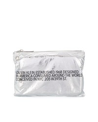 silberne Leder Clutch von Calvin Klein 205W39nyc