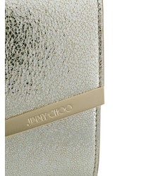 silberne Leder Clutch von Jimmy Choo