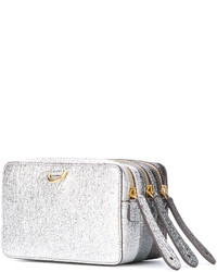 silberne Leder Clutch von Anya Hindmarch