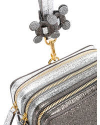 silberne Leder Clutch von Anya Hindmarch