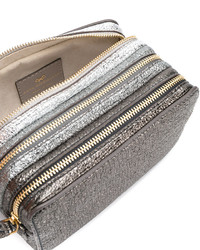 silberne Leder Clutch von Anya Hindmarch