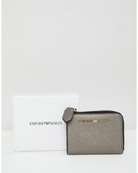 silberne Leder Clutch von Emporio Armani
