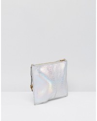 silberne Leder Clutch von Oasis