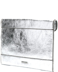 silberne Leder Clutch von Rebecca Minkoff