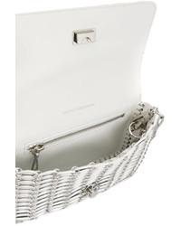 silberne Leder Clutch von Paco Rabanne