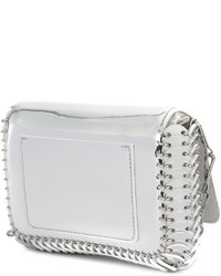 silberne Leder Clutch von Paco Rabanne