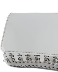 silberne Leder Clutch von Paco Rabanne