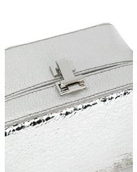 silberne Leder Clutch von The Volon