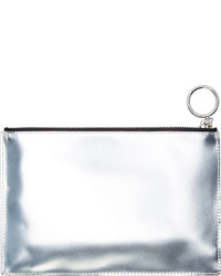 silberne Leder Clutch von Kenzo