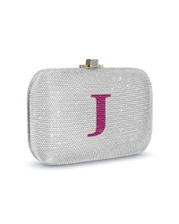 silberne Leder Clutch von Judith Leiber Couture