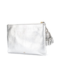 silberne Leder Clutch von Anya Hindmarch