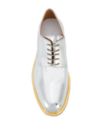 silberne Leder Derby Schuhe von Maison Margiela