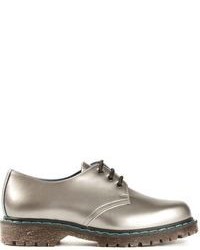 silberne Leder Derby Schuhe von Philippe Model