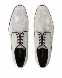 silberne Leder Derby Schuhe von Dolce & Gabbana
