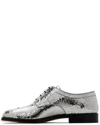 silberne Leder Derby Schuhe von Maison Margiela