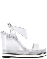 silberne Leder Espadrilles von Nicholas Kirkwood