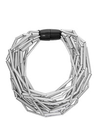 silberne Leder Halskette von Monies