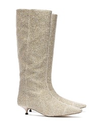 silberne Leder mittelalte Stiefel von Rosie Assoulin