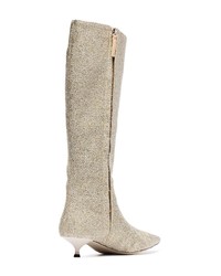 silberne Leder mittelalte Stiefel von Rosie Assoulin