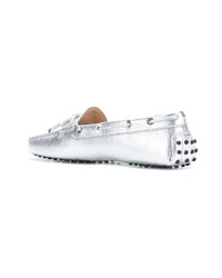 silberne Leder Mokassins von Tod's