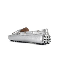 silberne Leder Mokassins von Tod's