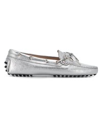 silberne Leder Mokassins von Tod's