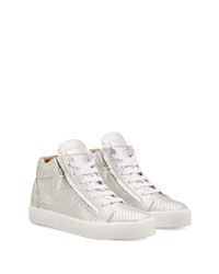 silberne Leder niedrige Sneakers mit Schlangenmuster von Giuseppe Zanotti