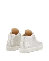 silberne Leder niedrige Sneakers mit Schlangenmuster von Giuseppe Zanotti