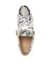 silberne Leder niedrige Sneakers mit Schlangenmuster von Giuseppe Zanotti