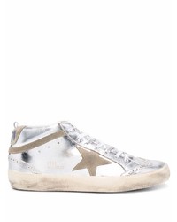 silberne Leder niedrige Sneakers mit Sternenmuster von Golden Goose