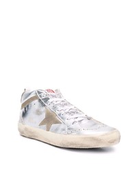 silberne Leder niedrige Sneakers mit Sternenmuster von Golden Goose