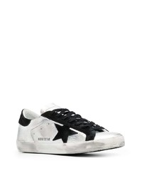 silberne Leder niedrige Sneakers mit Sternenmuster von Golden Goose