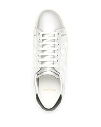 silberne Leder niedrige Sneakers mit Sternenmuster von Saint Laurent