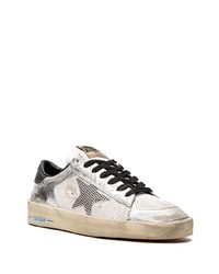 silberne Leder niedrige Sneakers mit Sternenmuster von Golden Goose