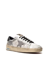 silberne Leder niedrige Sneakers mit Sternenmuster von Golden Goose