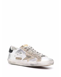 silberne Leder niedrige Sneakers mit Sternenmuster von Golden Goose