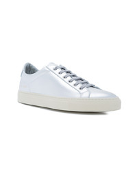 silberne Leder niedrige Sneakers von Common Projects