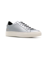 silberne Leder niedrige Sneakers von Common Projects