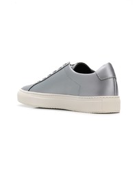 silberne Leder niedrige Sneakers von Common Projects