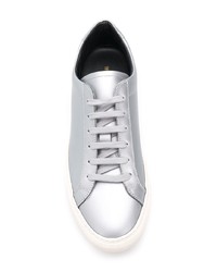 silberne Leder niedrige Sneakers von Common Projects