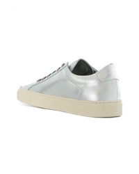 silberne Leder niedrige Sneakers von Common Projects