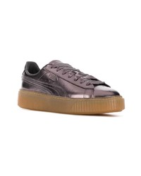 silberne Leder niedrige Sneakers von Puma