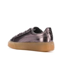 silberne Leder niedrige Sneakers von Puma