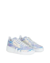 silberne Leder niedrige Sneakers von Giuseppe Zanotti