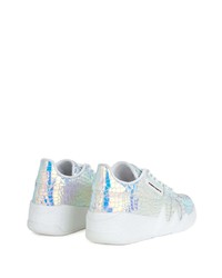 silberne Leder niedrige Sneakers von Giuseppe Zanotti