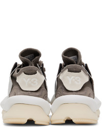 silberne Leder niedrige Sneakers von Y-3